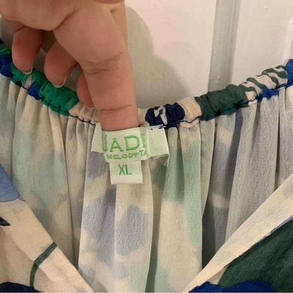 Jade Melody Tam Women’s Puff Sleeve Floral Print Flowy Blouse Size XL - Picture 4 of 10